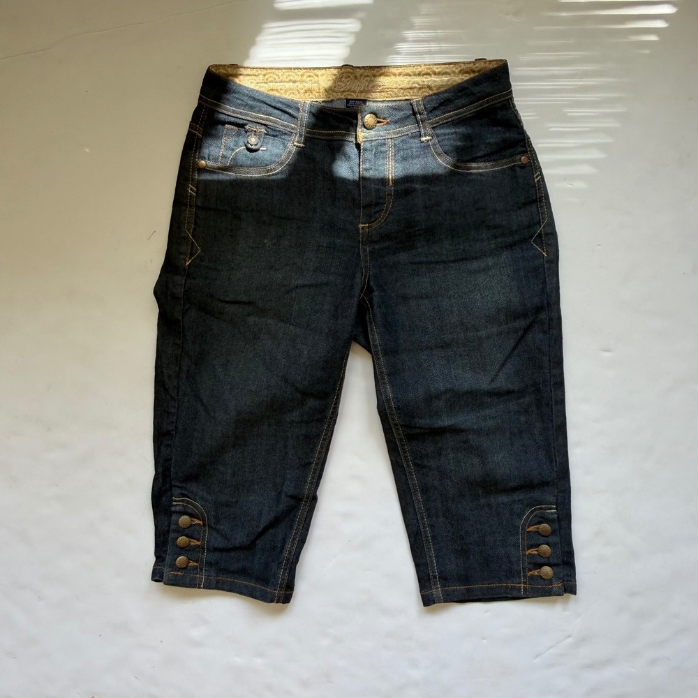 Duplex Y2K Military Dark Wash Denim Capris Indie Sleaze Mcbling Retro Twee 4P